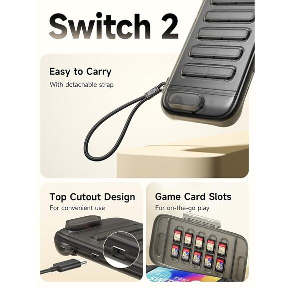 JSAUX Shock Absorbent Storage Case cover for Nintendo Switch 2 Translucent Black - Picture 11 of 12